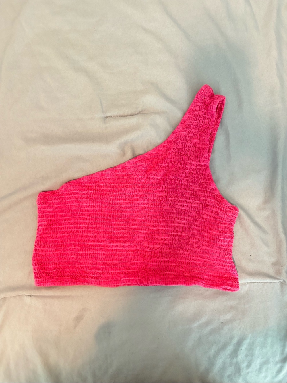 Asymmetric One-Shoulder Cropped Top in Vibrant Pink
